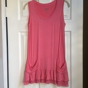 LOGO by Lori Goldstein Coral/Pink Sleeveless Chiffon Ruffled Tank Top NWOT!
